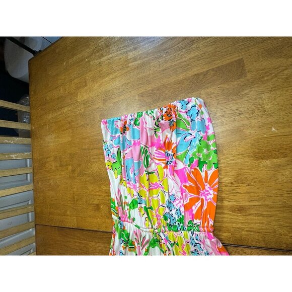 Lilly Pulitzer For Target Nosey Posey Floral Strapless Maxi Dress Womens Size M - Picture 4 of 10